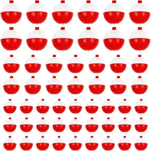 100 Pcs Fishing Float,Hard ABS Fishing Bobber,Red and White Bobbers,Push Button Round Buoy Floats for Tackle Accessories(Size: 0.75/1/1.5 Inch)