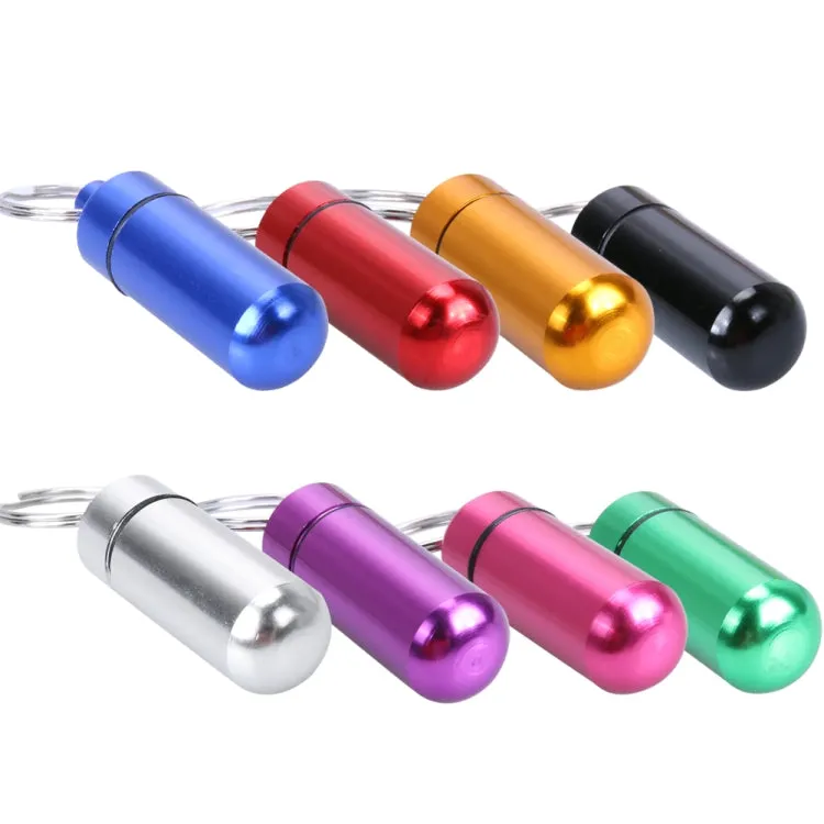 10pcs Portable Sealed Waterproof Aluminum Alloy First Aid Pill Bottle with Keychain(Golden)