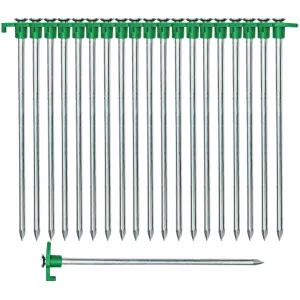 20 x Heavy Duty Hard Ground 25cm Rock Peg Green Hook Top Camping Awning Tent
