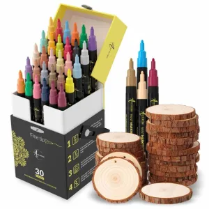 30 Fine paint markers for wood   50 Wood Slices (only US)