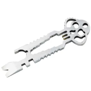 5Pcs 12 in 1 Stainless Steel Multi-function Keychain Bottle Opener Screwdriver Wrench Self-defense Outdoor Tools(Wrench)
