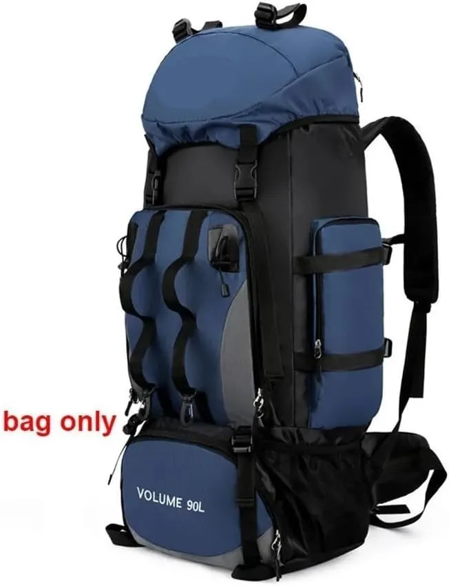 90L Waterproof Hiking Camping Backpack Trekking Bag Rucksack Large Capacity Travel Outdoor Sports Bags Camping Equipment Men(Deep Blue)
