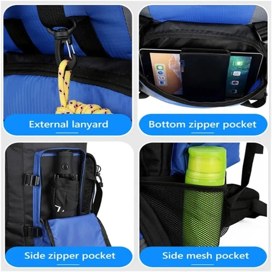 90L Waterproof Hiking Camping Backpack Trekking Bag Rucksack Large Capacity Travel Outdoor Sports Bags Camping Equipment Men(Red)