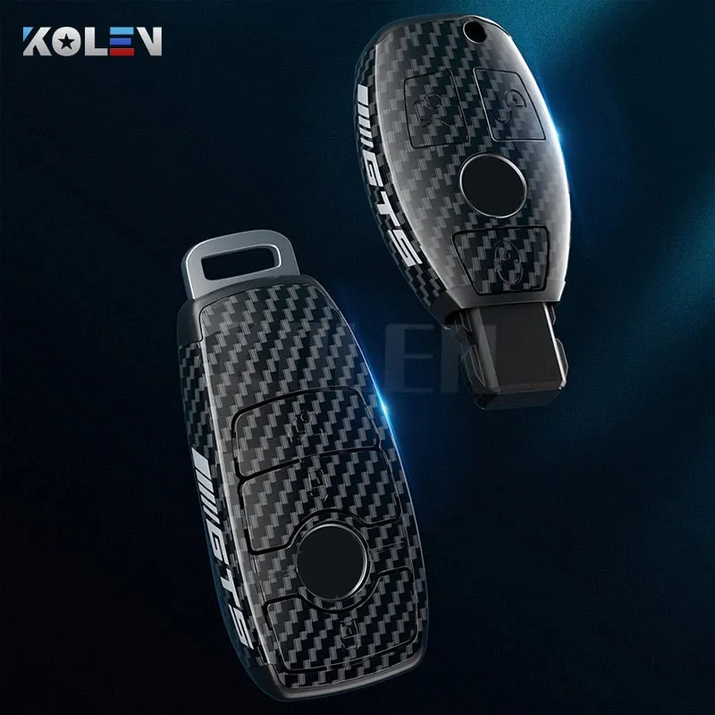 ABS Carbon Fiber Car Key Case Cover Shell Fob For Mercedes Benz A B C E S Class W204 W205 W212 W213 W176 GLC CLA AMG W177