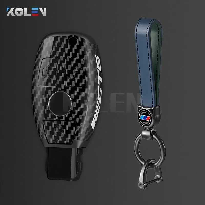 ABS Carbon Fiber Car Key Case Cover Shell Fob For Mercedes Benz A B C E S Class W204 W205 W212 W213 W176 GLC CLA AMG W177