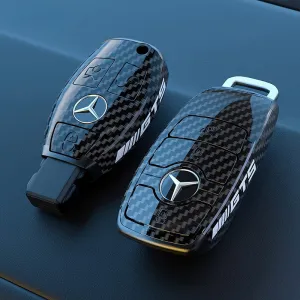 ABS Carbon Fiber Car Key Case Cover Shell Fob For Mercedes Benz A B C E S Class W204 W205 W212 W213 W176 GLC CLA AMG W177