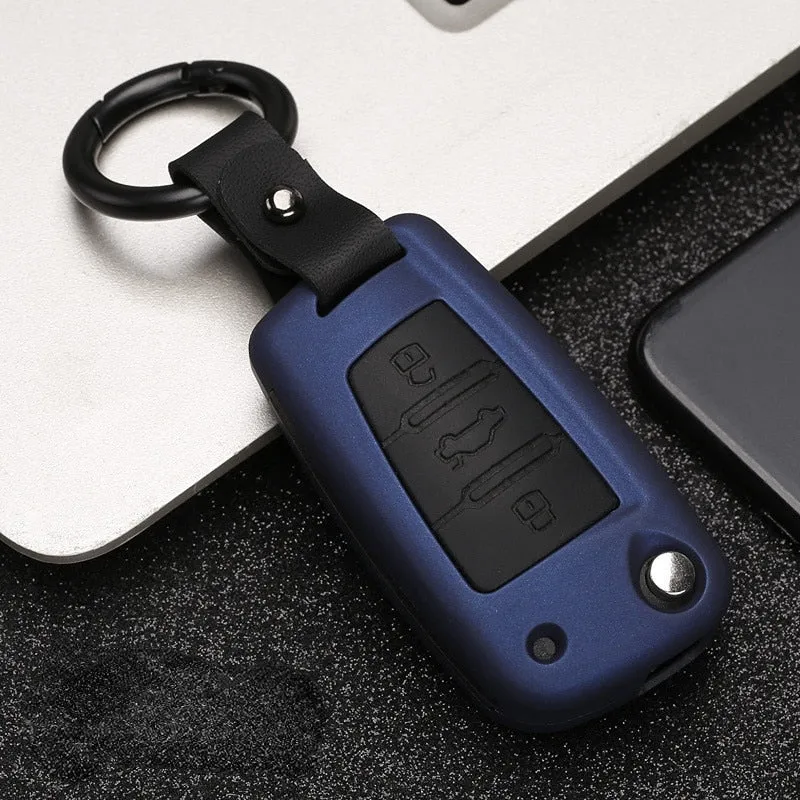 ABS Carbon Fiber Silicone Car Key Cover Protector Case for A3 A4 A5 C5 C6 8L 8P B6 B7 B8 C6 RS3 Q3 Q7 TT 8L 8V S3 Keychain