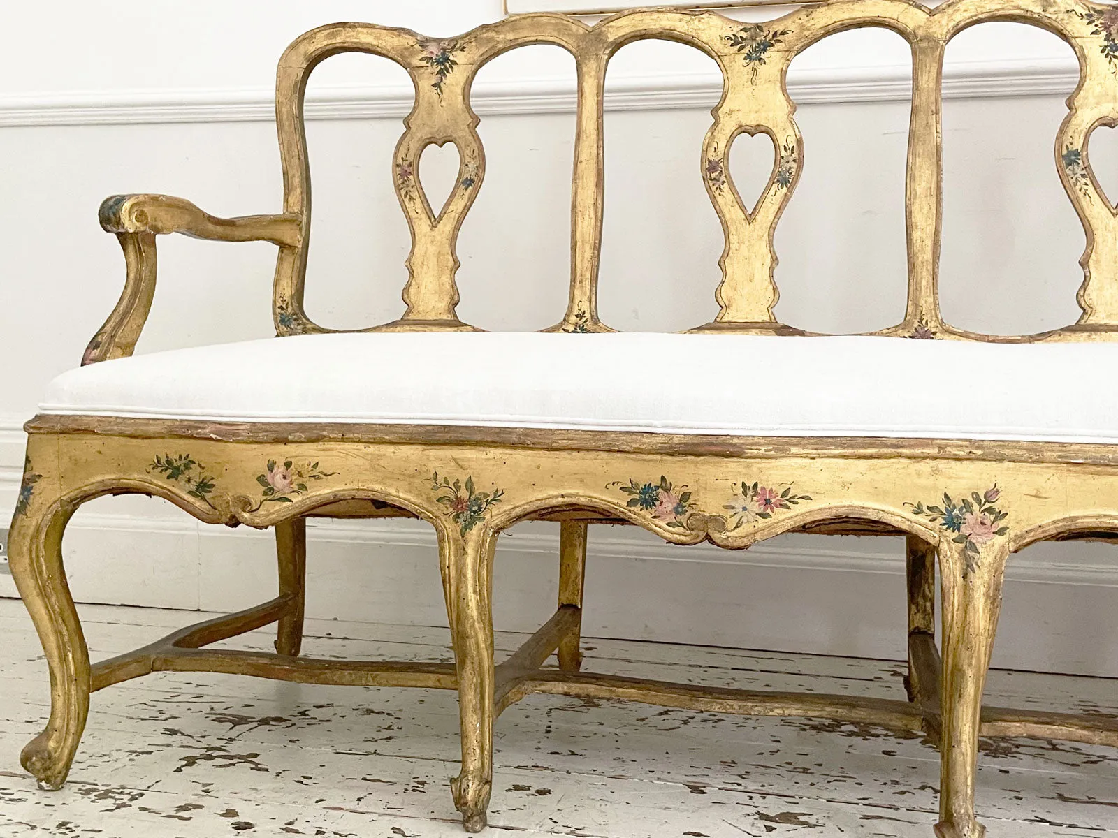 An 18th C Venetian Hand Painted Gilt Wood Sofa