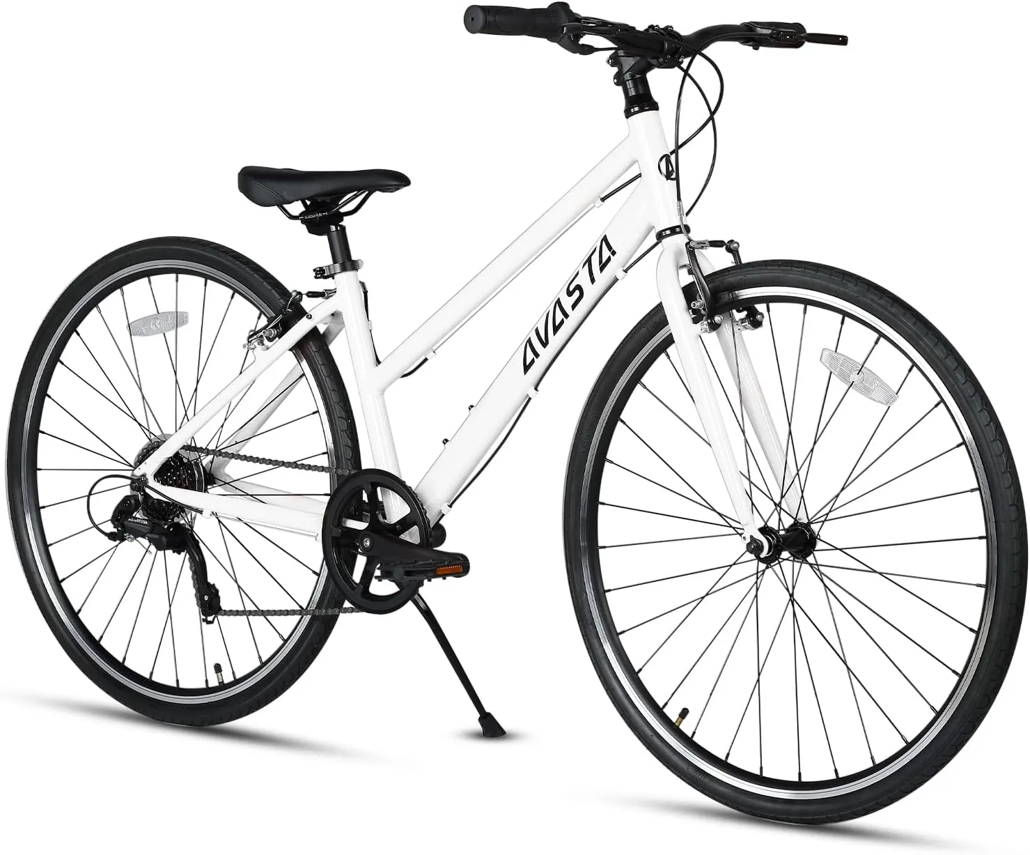 AVASTA Populus Road Hybrid Bike for Women with Kickstand, Lightweight Step Through 700c Aluminum Alloy Frame, 7-Speed Drivetrain, Multiple Colors