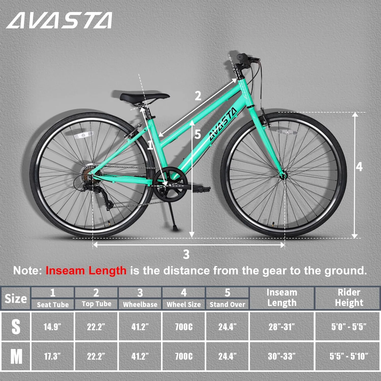 AVASTA Populus Road Hybrid Bike for Women with Kickstand, Lightweight Step Through 700c Aluminum Alloy Frame, 7-Speed Drivetrain, Multiple Colors
