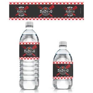 Baby-Q: Summer Barbecue Baby Shower - Water Bottle Labels - 24 Waterproof Stickers