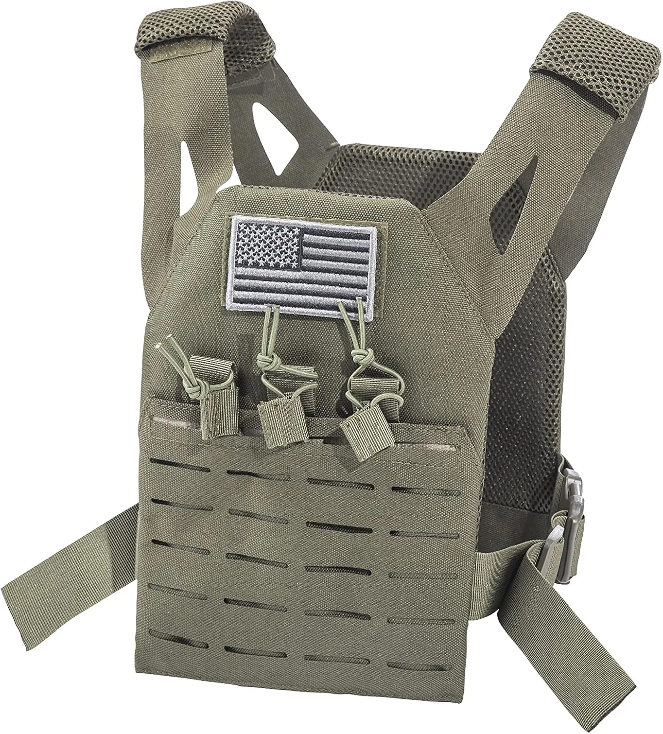 Cadet 2.0 Childrens Tactical Airsoft Paintball Kids Vest, Free US Flag Patch, Mil Spec PALS Laser cut Molle w/Mag Pouches