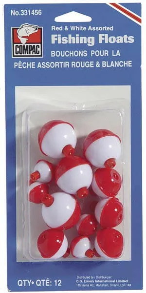 COMPAC Red & White Bobber Assortment 12pcs