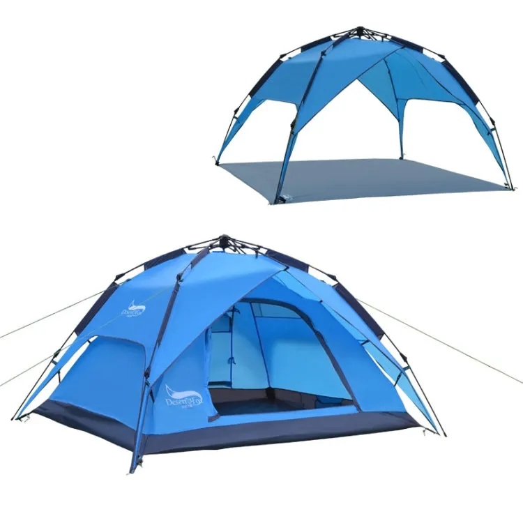 Desert&Fox Outdoor Travel Camp Tent Beach Automatic Easily Building Tent for 3-4 People(Sky Blue)