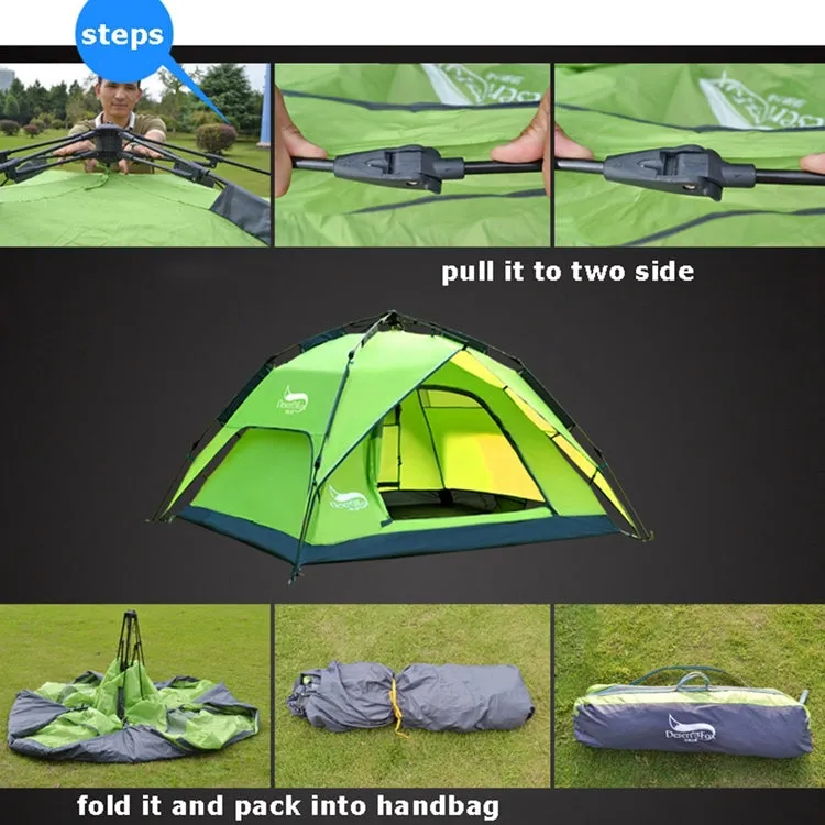 Desert&Fox Outdoor Travel Camp Tent Beach Automatic Easily Building Tent for 3-4 People(Sky Blue)