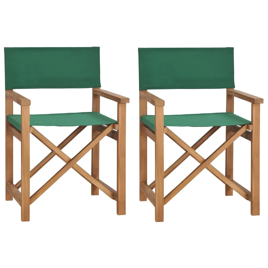 Director's Chairs 2 pcs Solid Teak Wood Green
