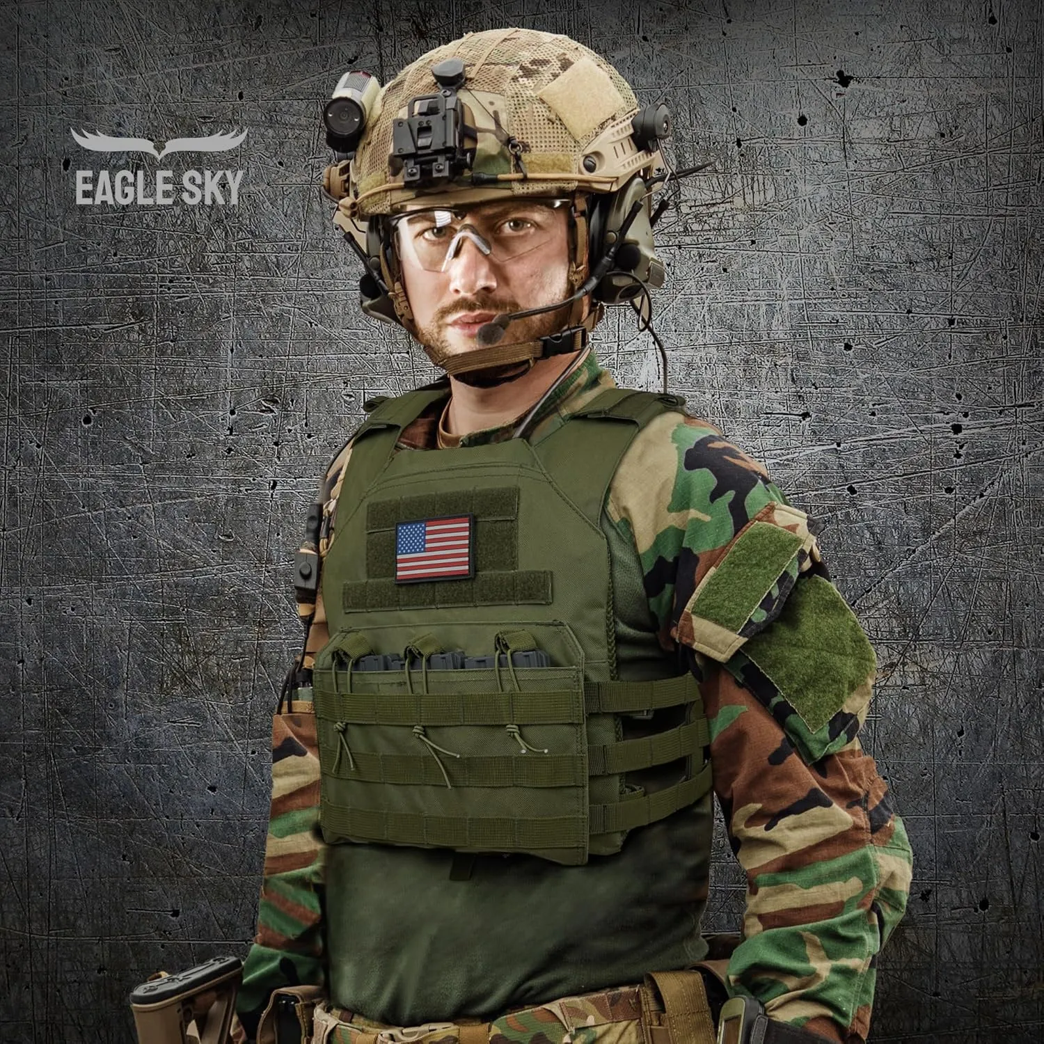 Eagle Sky Tactical Vest ES-2, Light Weight, Tough 500D Nylon, Universal Adjustable Size S-XXL, Breathable 3D Mesh Liner