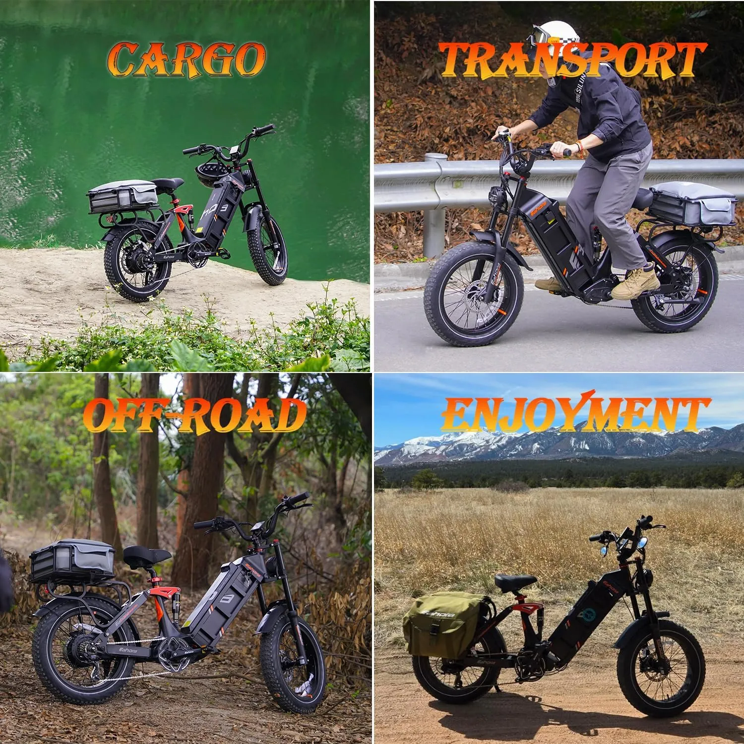 eAhora Juliet Pro II Dual Motor Ebike, Peak 4400W Motor 43MPH, 60V 70Ah 200Mile Long Range Ebike with 20'' Fat Tire Electric Mountain Bike Full Suspension Electric Bike for Adults