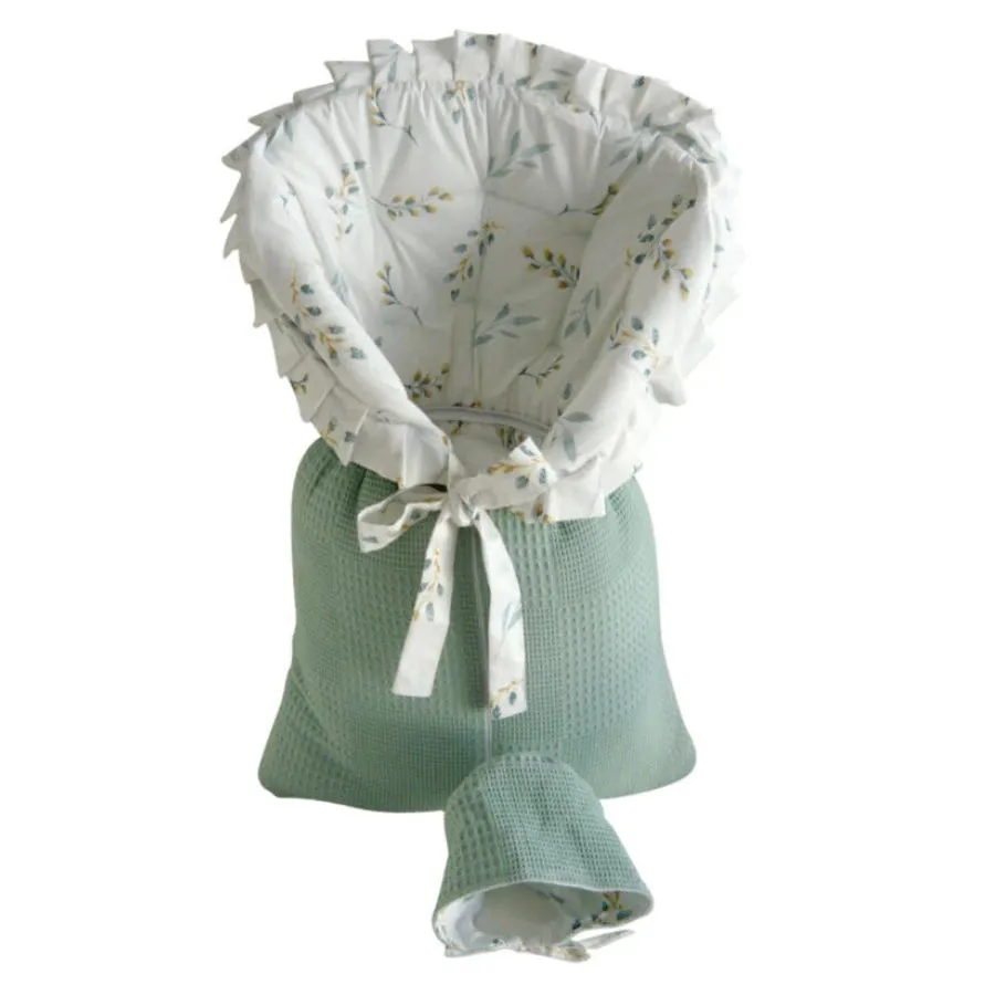 Elmalella Tulip Newborn Cocoon/ Hat (Seafoam)
