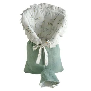 Elmalella Tulip Newborn Cocoon/ Hat (Seafoam)