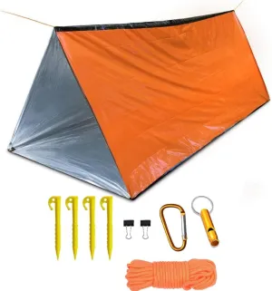 Emergency 2 Person Ultralight Survival Shelter, Tube Tent with Space Blanket for Camping, Hiking