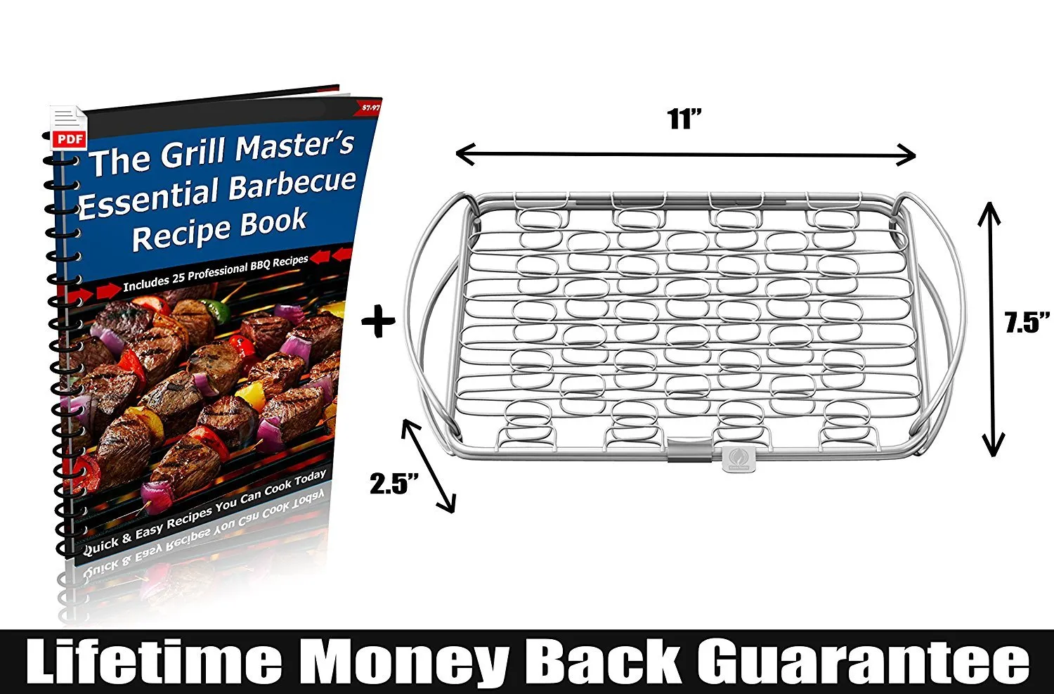 Fish Grill Basket SM - PERFECT FOR LARGE THICK FISHES - BBQ Rack Made From Dishwasher Safe Stainless Steel with Wire Mesh Food Holder - Great for Grilling Barbecue Vegetables and Shrimp - Cave Tools