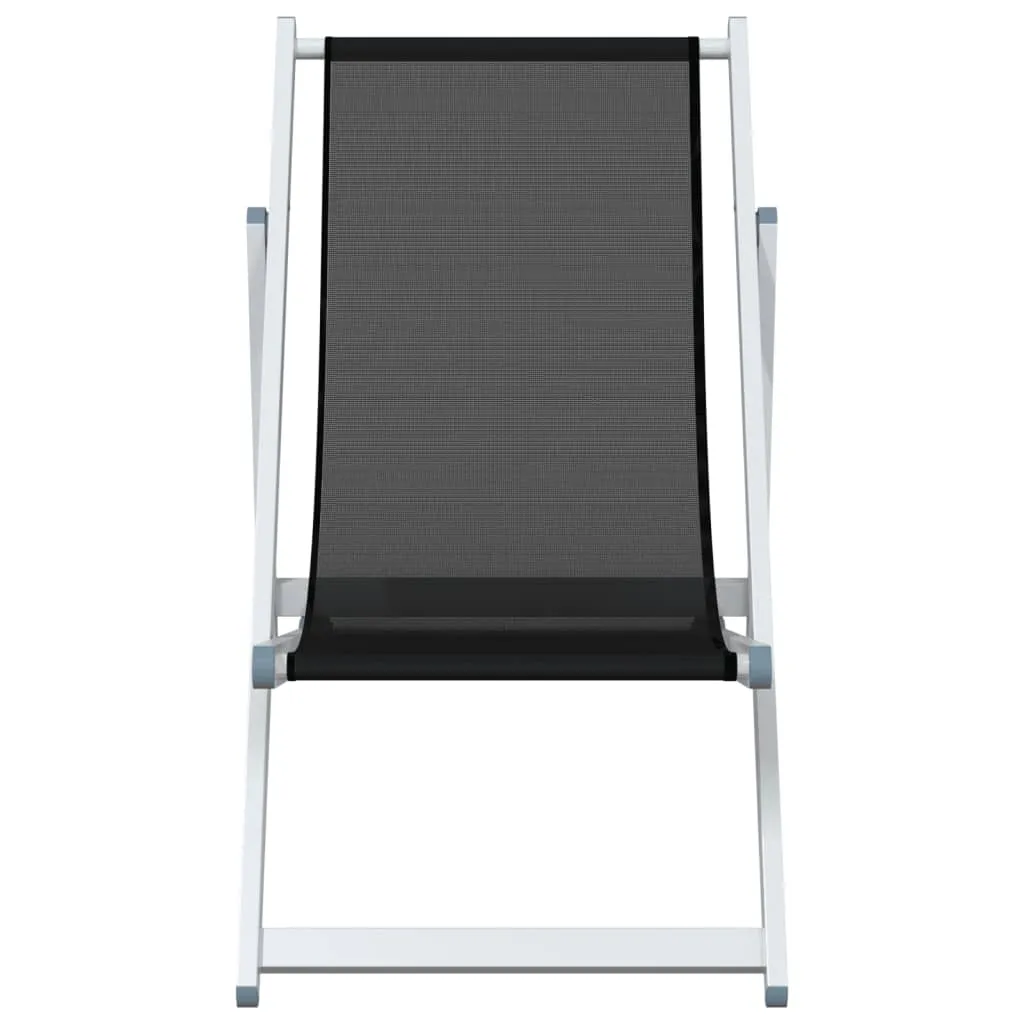 Folding Beach Chairs 2 pcs Black Aluminium and Textilene