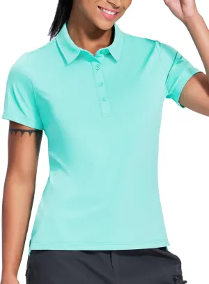 Haimont Womens Polo Shirts Golf Casual Work Short Sleeve UPF 50   Sun Protection 4 Buttons Collared Shirt Quick Dry Tops