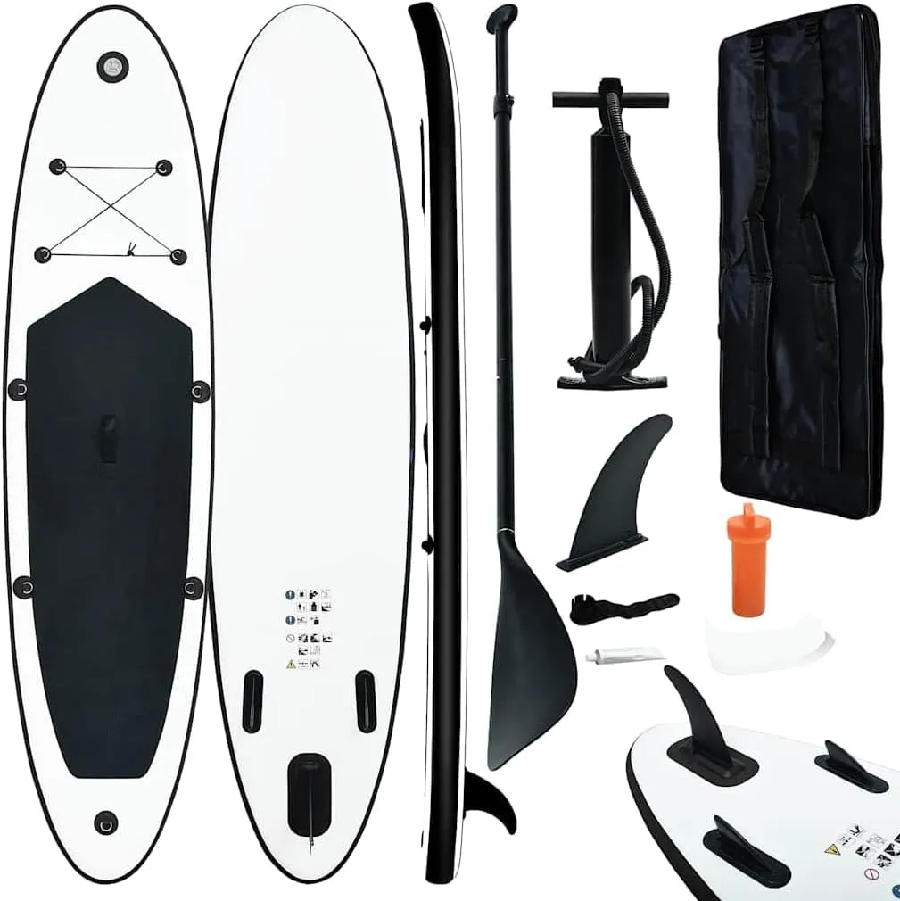 Inflatable Stand Up Paddle Board for Relaxing Water Adventures, Lightweight and Easy to Carry, Black and White Design