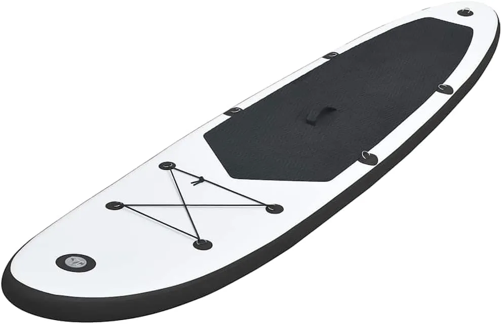 Inflatable Stand Up Paddleboard Set for Fun on The Water, Durable PVC, 129.9" x 28.3", Black and White