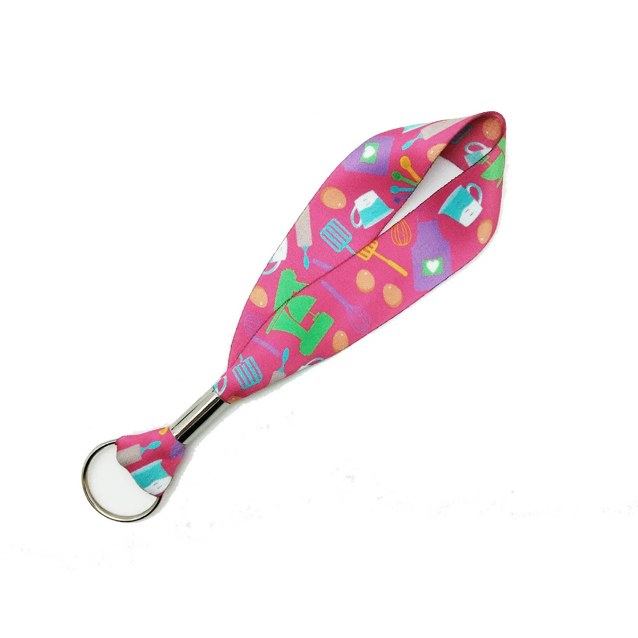 Key Fob with Baking elements on a Pink background on 1" Webbing