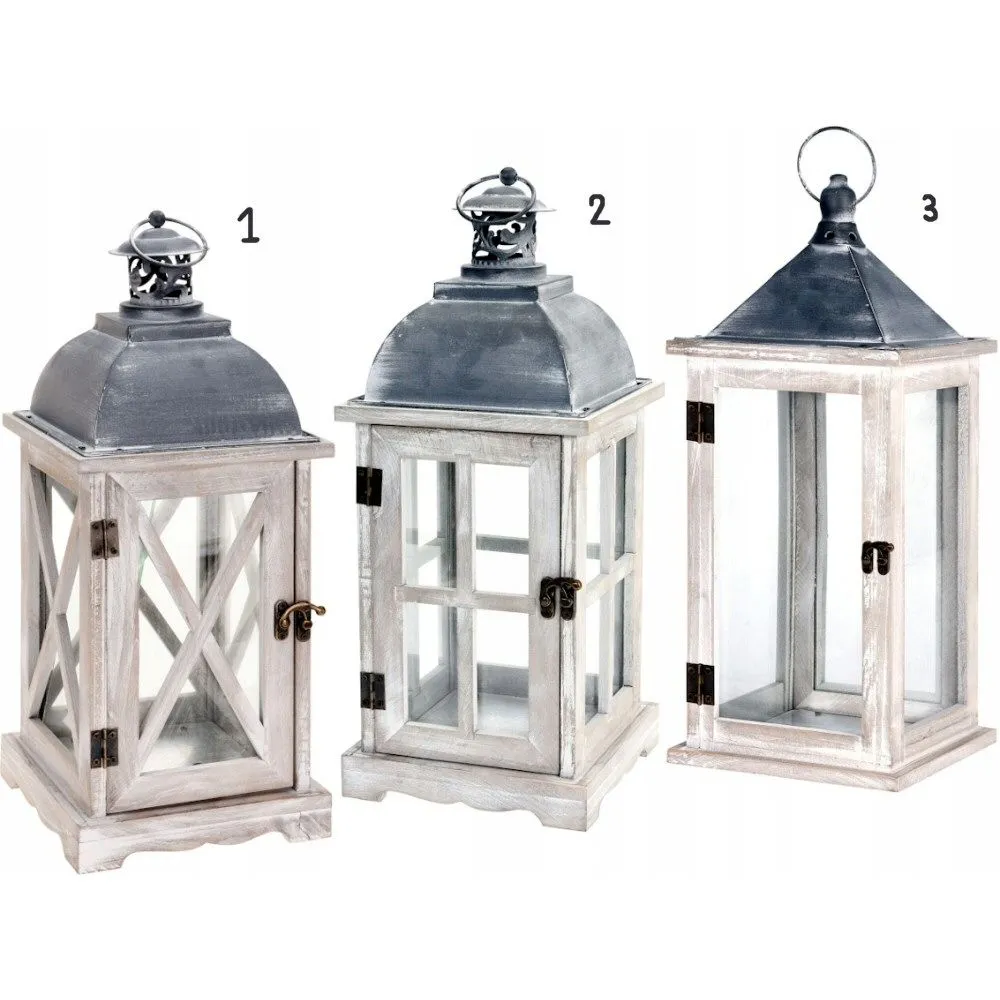 Koopman 41cm White Wood Lantern (Choice of 3)