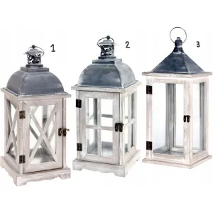 Koopman 41cm White Wood Lantern (Choice of 3)