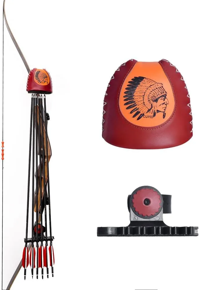 Leather Archery Quiver, Retro Portable Quiver Holder, Quick Removal Adjustable Bow Quiver for Longbow and Recurve Bow