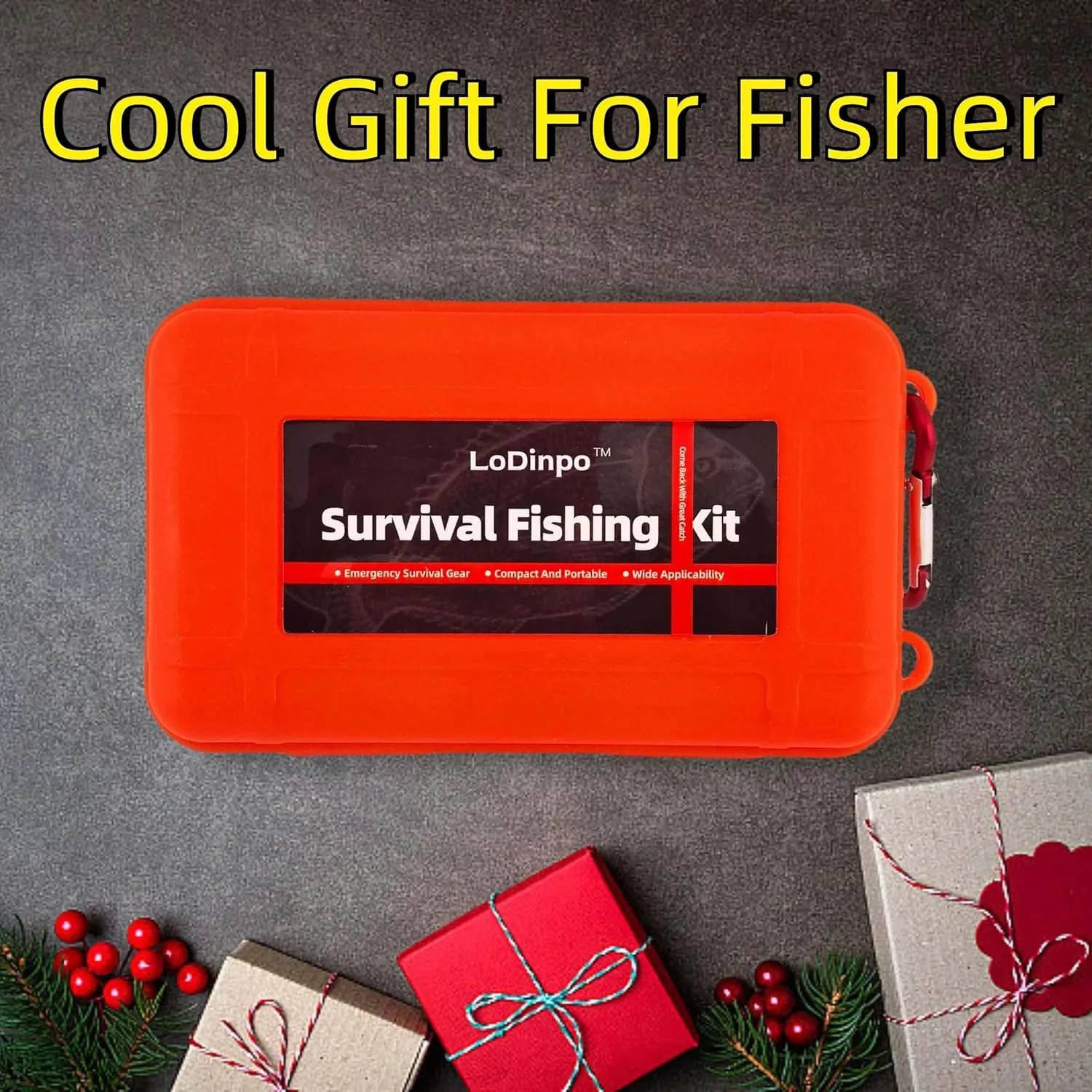 LoDinpo Mini Survival Fishing Kit Small Emergency Fishing TackleBox Pocket Outdoor Fishing Set Travel Party Fishing shoebox Surf Survivalist Fishing Accessories Pack Fishing Gear Gifts for Starter Men