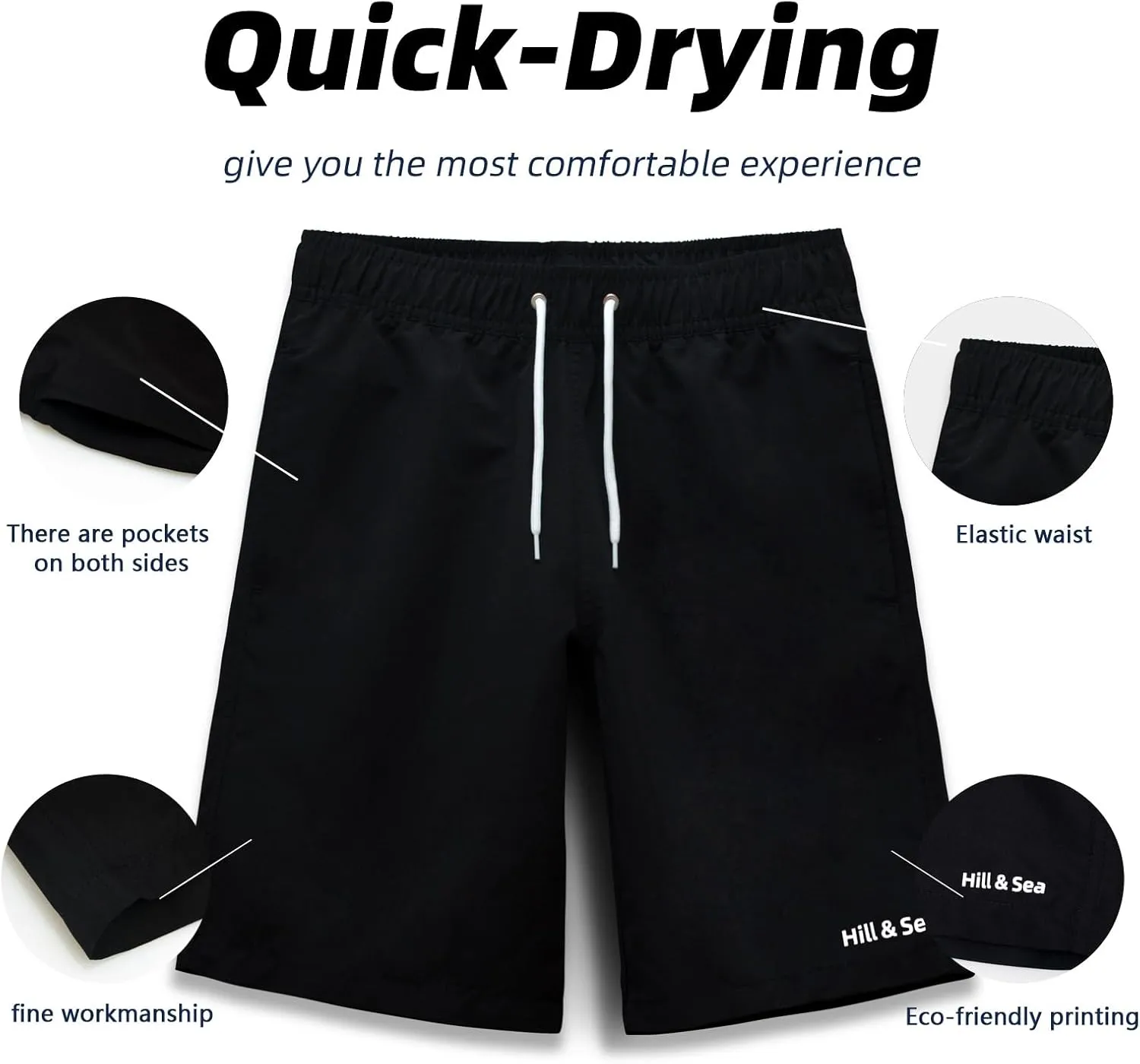 MEILONGER Boys Swim Trunks 2 in 1 Bathing Suits for Kids Quick Dry Board Shorts Swimming Swimwear with Compression Liner
