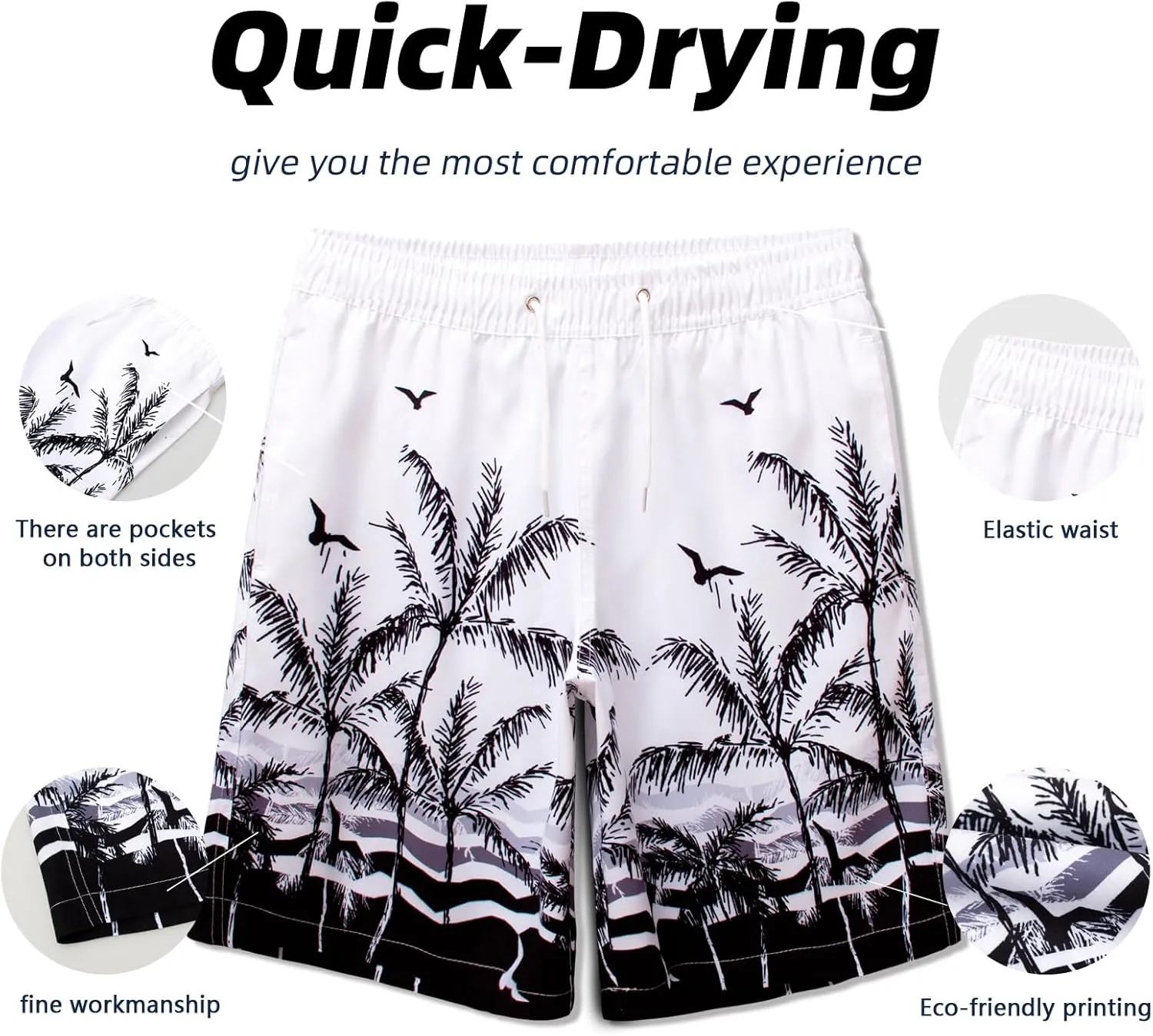 MEILONGER Boys Swim TrunksQuick Dry Beach Board Shorts Swimwear Bathing Suits Size 8,10-12,14-16,18-20