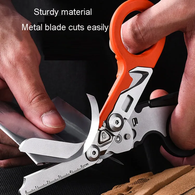 Multifunctional Outdoor First Aid Equipment Foldable Gadget Scissors(Orange)