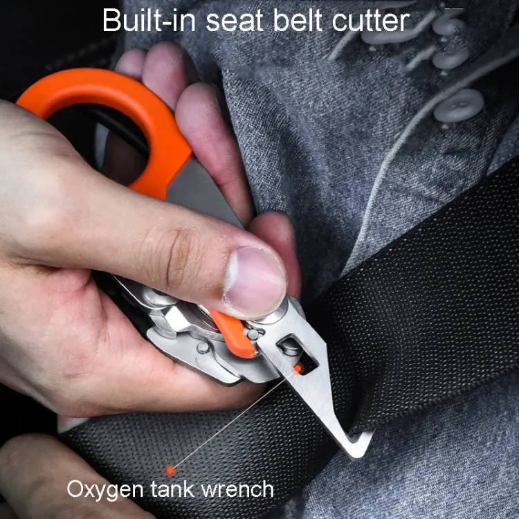 Multifunctional Outdoor First Aid Equipment Foldable Gadget Scissors(Orange)