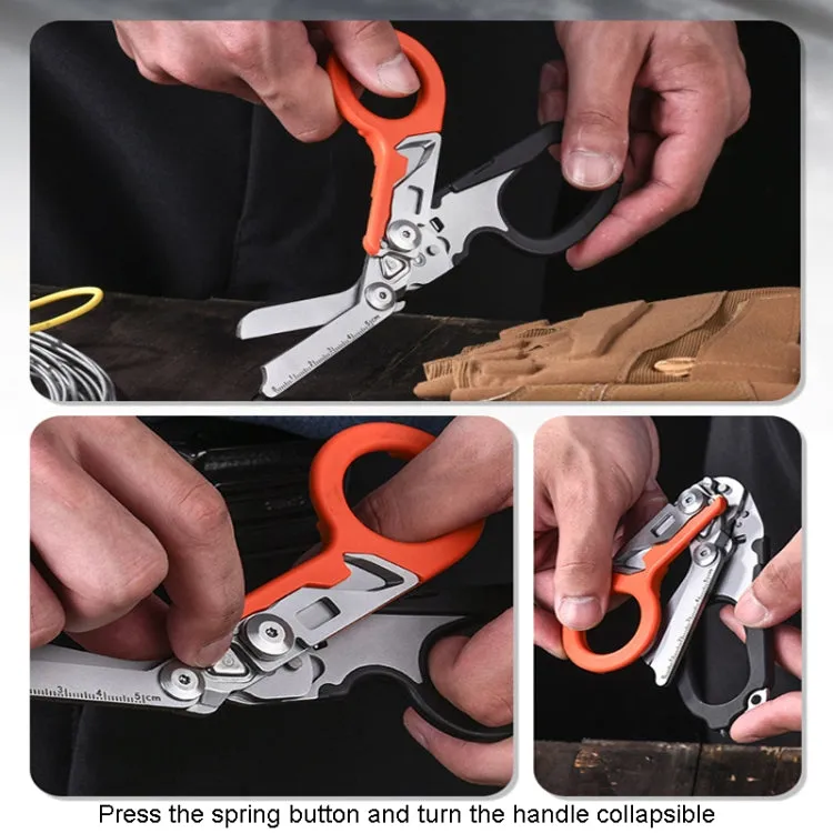 Multifunctional Outdoor First Aid Equipment Foldable Gadget Scissors(Orange)