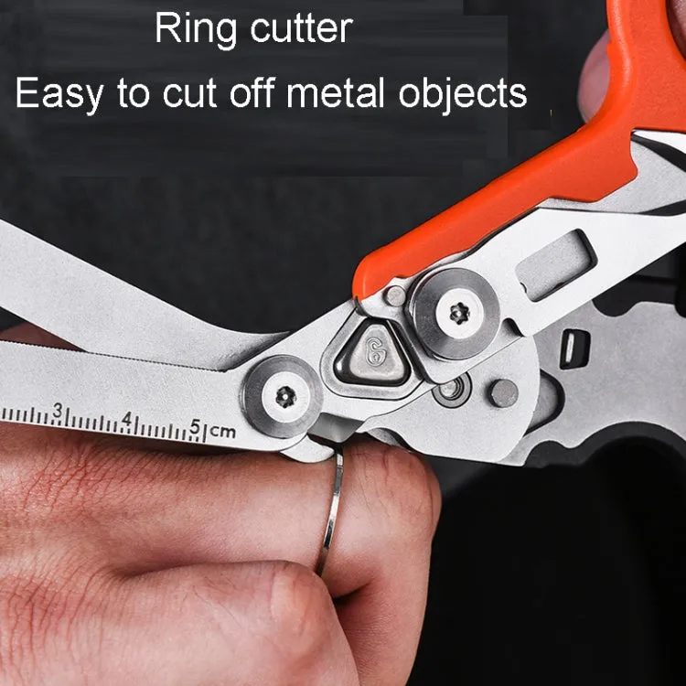 Multifunctional Outdoor First Aid Equipment Foldable Gadget Scissors(Orange)