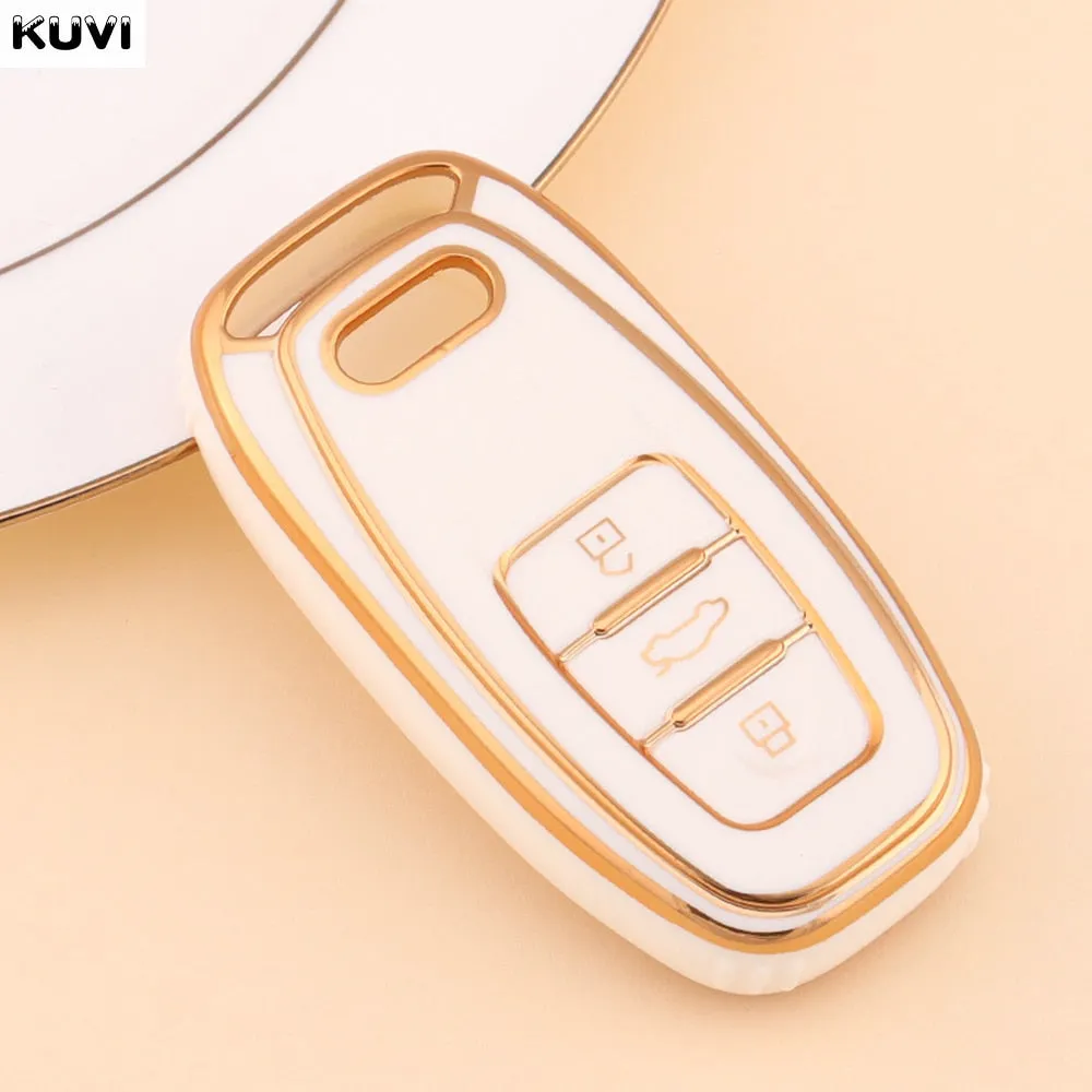 New TPU 6D Plating Car Remote Smart Key Cover Case Shell For A1 A3 A4 A5 A6 A7 A8 Quattro Q3 Q5 Q7 2009-2015 Accessories