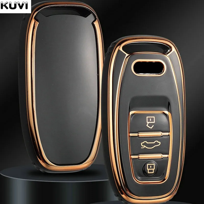 New TPU 6D Plating Car Remote Smart Key Cover Case Shell For A1 A3 A4 A5 A6 A7 A8 Quattro Q3 Q5 Q7 2009-2015 Accessories