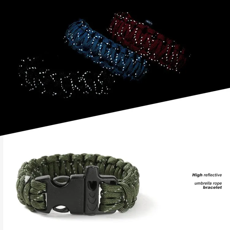 Nine-Core Reflective Umbrella Rope Woven Bracelet Survival Whistle Emergency Umbrella Rope Wristband(Blue)