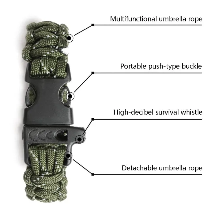 Nine-Core Reflective Umbrella Rope Woven Bracelet Survival Whistle Emergency Umbrella Rope Wristband(Blue)