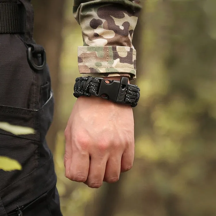 Nine-Core Reflective Umbrella Rope Woven Bracelet Survival Whistle Emergency Umbrella Rope Wristband(Blue)