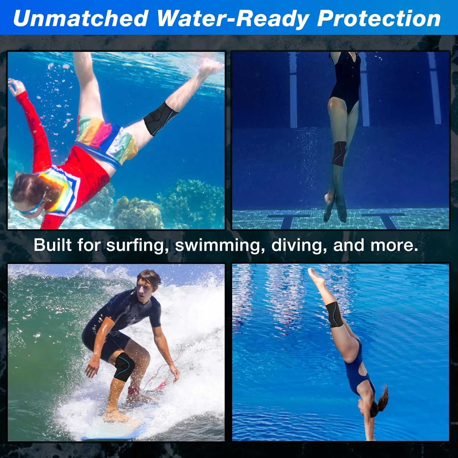 Nvorliy AquaFlex Pro Knee Brace, Compression Knee Sleeve for Swimming, Aquatic, Sailing, Scuba Diving, Surfing, Paddle Boarding, Kayaking & Injury Recovery  Supports Women & Men