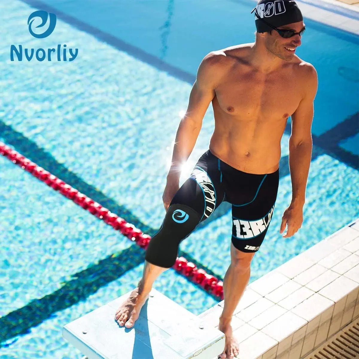Nvorliy AquaFlex Pro Knee Brace, Compression Knee Sleeve for Swimming, Aquatic, Sailing, Scuba Diving, Surfing, Paddle Boarding, Kayaking & Injury Recovery  Supports Women & Men