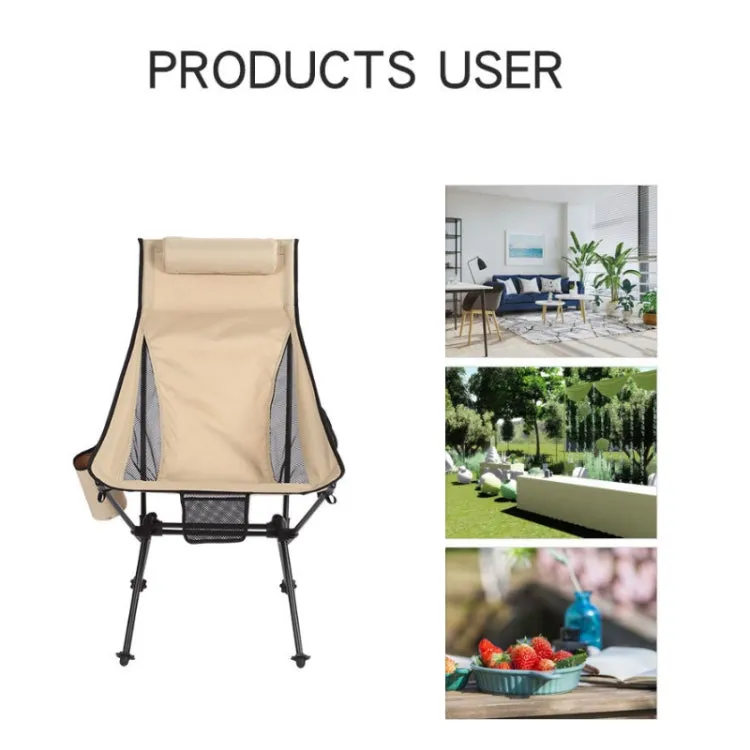 Outdoor Camping Aluminum Alloy Portable Folding Beach Chair, Colour: With Pocket (Blue Gray)