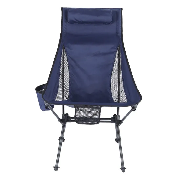 Outdoor Camping Aluminum Alloy Portable Folding Beach Chair, Colour: With Pocket (Blue Gray)